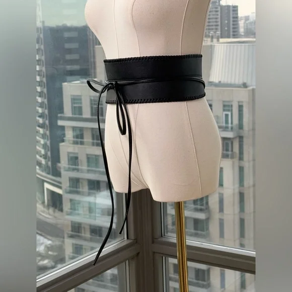 🆕 BRONX & BANCO 🧿 NWOT Briana Faux Leather Tie-Around Belt, Black - Picture 8 of 16